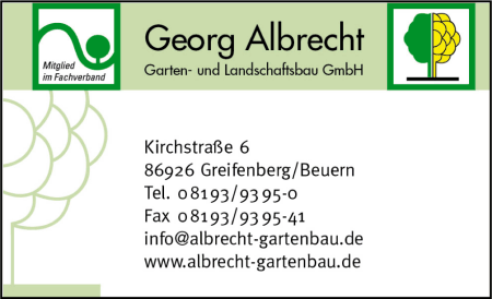 Georg Albrecht Garten- und Landschaftsbau GmbH, Greifenberg-Beuren, Garten- und Landschaftsbau, Beratung von Neuanlagen und Umgestaltung von Grten, Planung, Erdarbeiten, Wegebau, Verlegung von Beton- und Naturstein, Trockenbaumauern, Treppenbau, Zaun- u. Torbau, Teichbau, Schwimmteichbau, Pflanzungen, Spielplatzbau, Carport, Gartenhuser, Pflege von Gartenanlagen, Pflege von ffentlichen Grn- und Parkanlagen