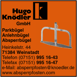 Hugo Knödler GmbH, Parkbügel, Anlehnbügel, Absperrbügel, Weinstadt Hugo Knödler GmbH, Parkbügel, Anlehnbügel, Absperrbügel, Weinstadt